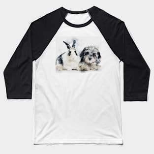 Bunbun and Doggo Watercolor Baseball T-Shirt